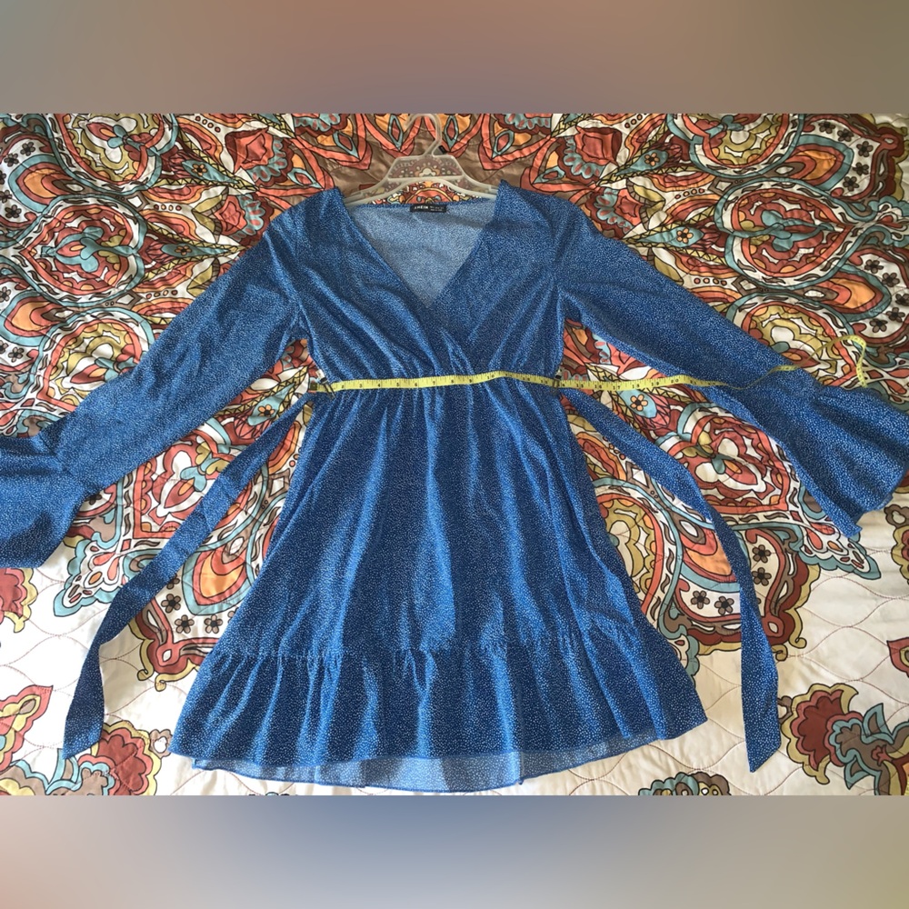 31in L & 14 W can stretch to 18 W Blue spring SHEIN summer dress